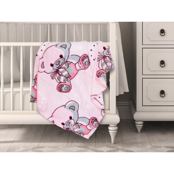 Одеяло за бебе 70/90 Мече в розов цвят